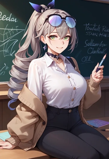 star rail,silver wolf,teacher, sweater  - AI generated anime art